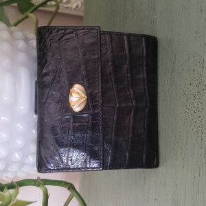 Vintage Valentino Embossed Leather Croc Wallet